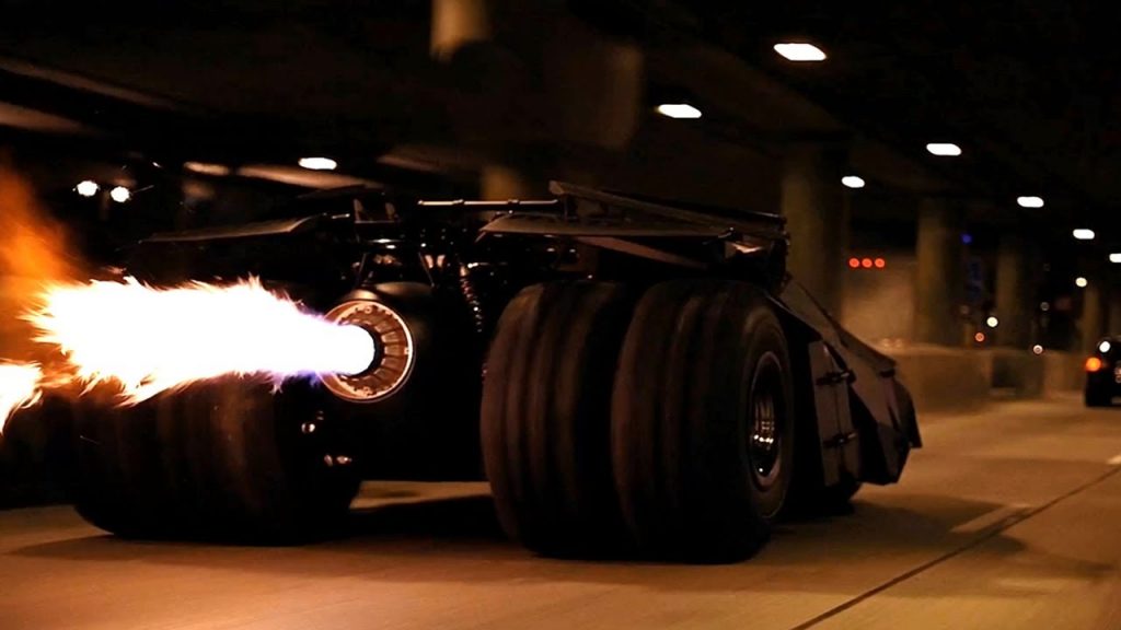Look at that Batmobile. The design used in the Dark Knight, first introduced in Batman Begins, was totally new