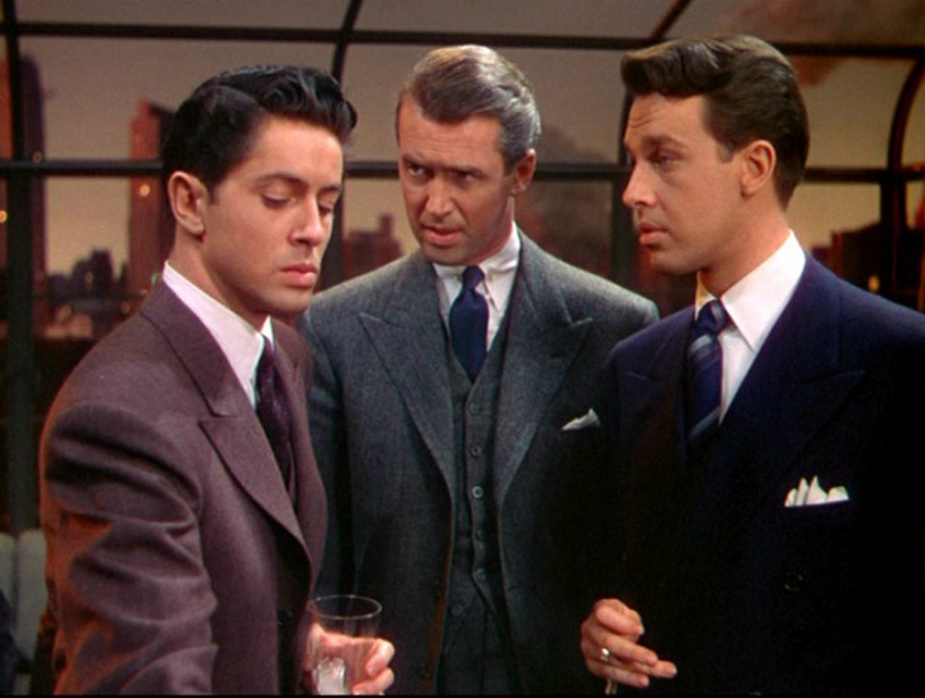 James Stewart schools John Dall and Farley Granger in Alfred Hitchcock's Rope