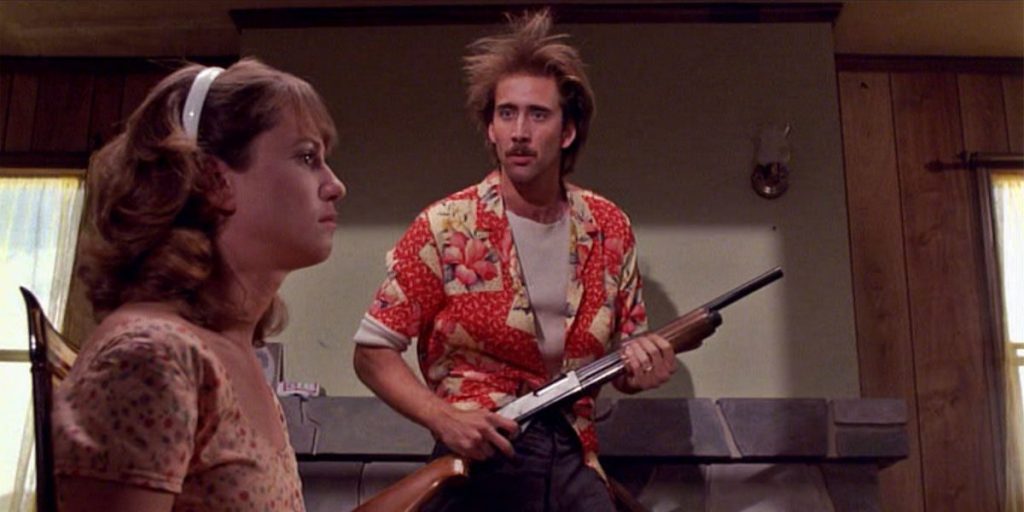 Nicolas Cage and Holly Hunter in the Coen Brothers' Raising Arizona (1987)