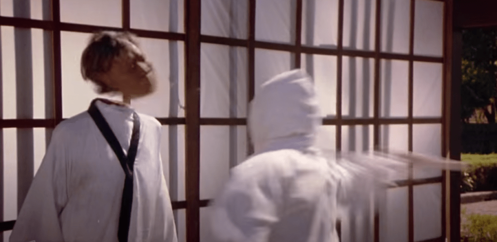 The violent beheading in the opening sequence Enter the Ninja (1981)