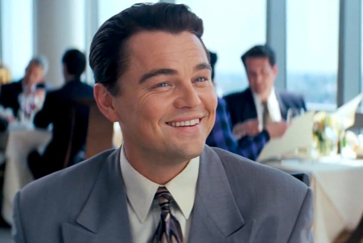 Leonardo DiCaprio as Jordon Belfort; The Wolf of Wall Street.