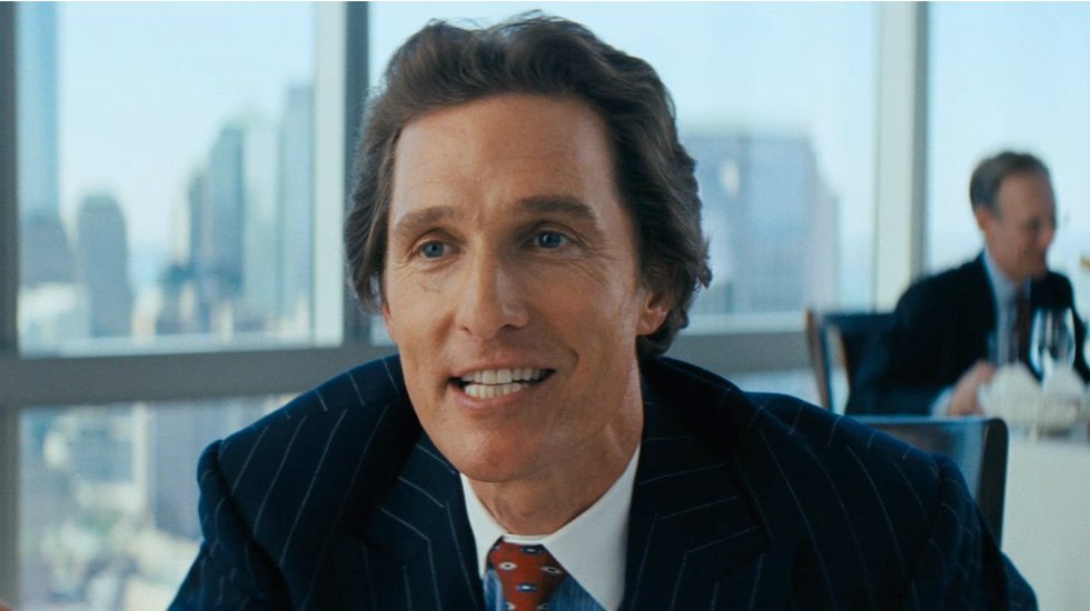 Oscar winning Best Actor Matthew McConaughey in a hilarious performance as Belfort's boss Mark Hanna.