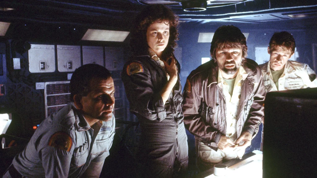 Ian Holm, Sigourney Weaver, Tom Skerritt and John Hurt in Alien (1979)