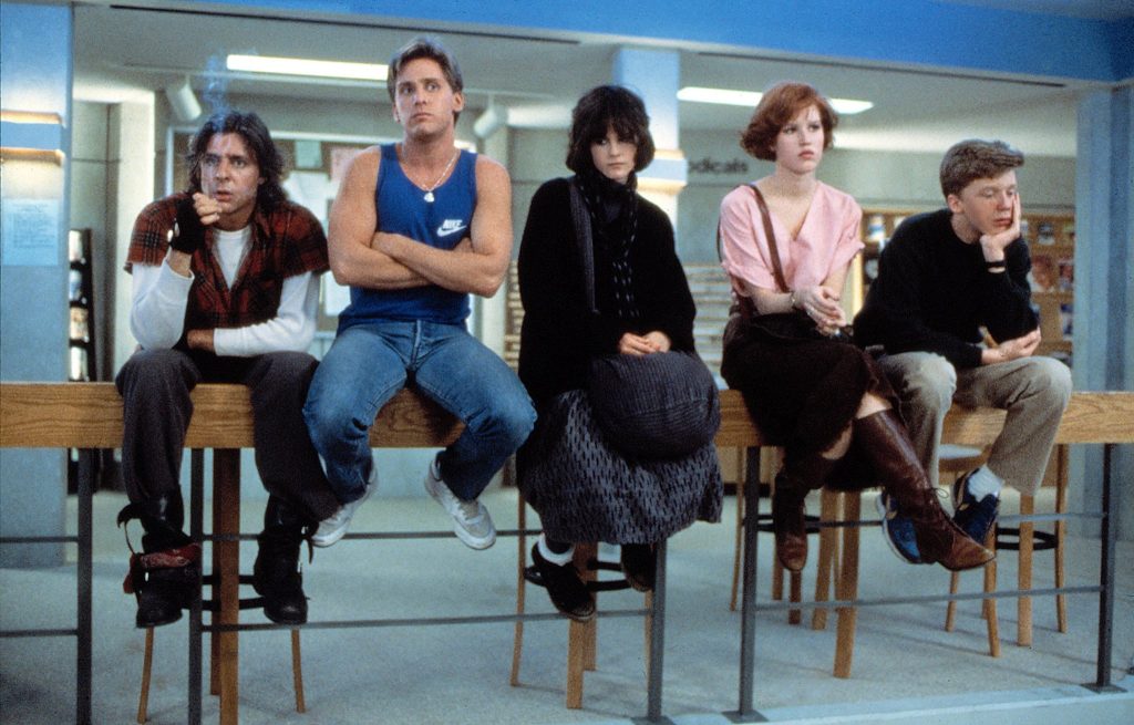 The brat pack a.k.a. Judd Nelson, Emilio Estevez, Molly Ringwald, Ally Sheedy and Anthony Michael Hall are The BReakfast Club.