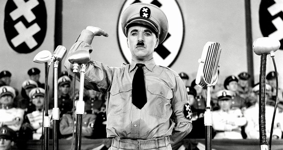 The Great Dictator (1940) written and directed by Charlie Chaplin.