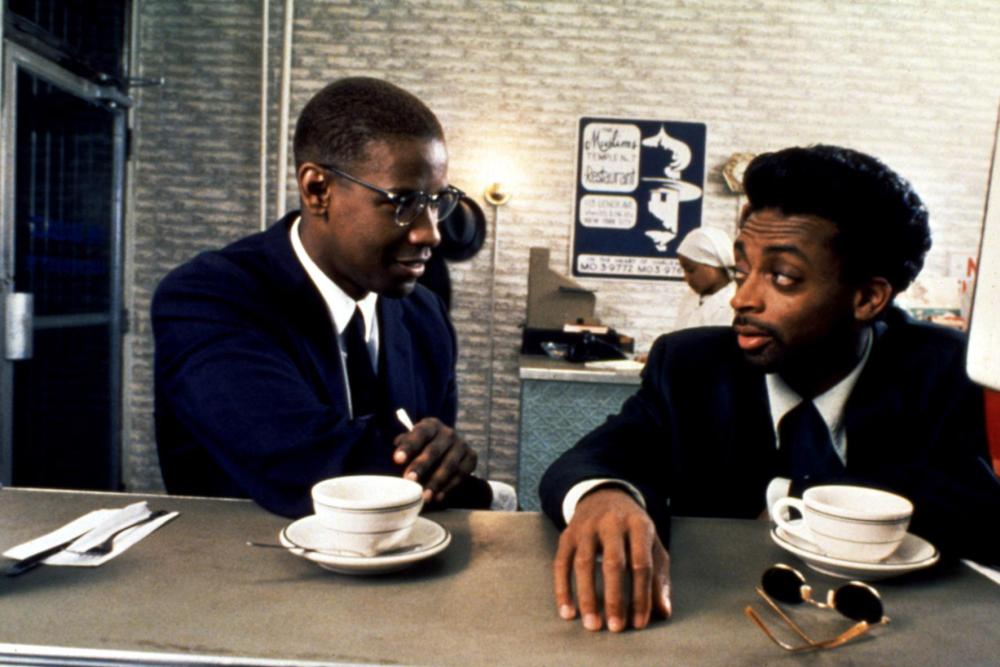 Denzel Washington and Spike Lee in Malcolm X (1992)