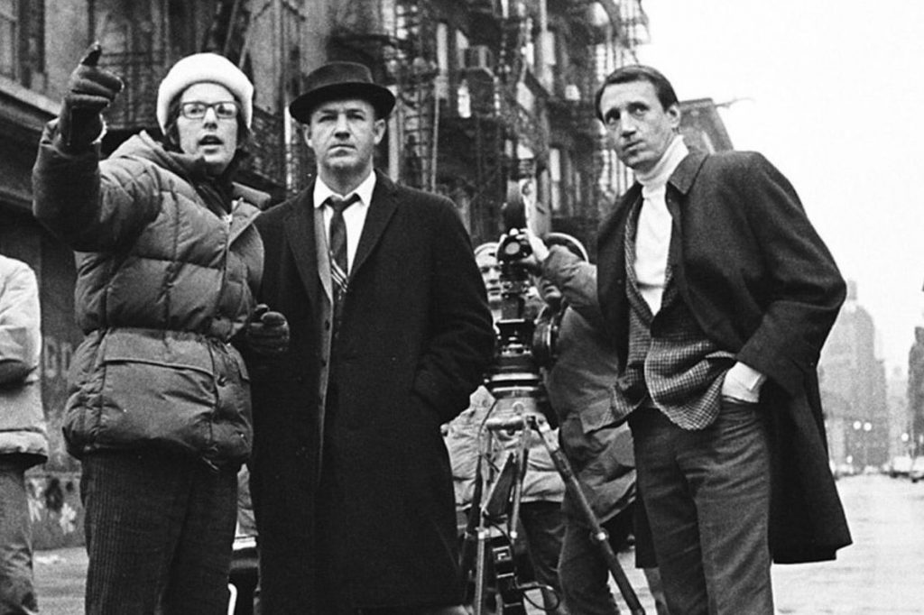 William Friedkin with Gene Hackman and Roy Scheider on the set of The French Connection