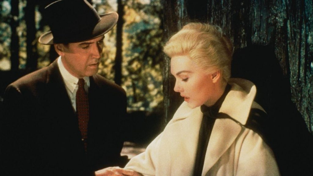 James Stewart and Kim Novak in Vertigo (1958)