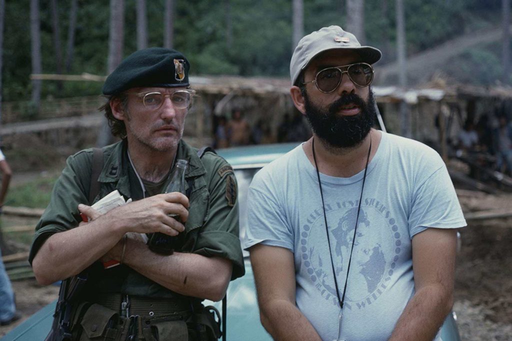 Dennis Hopper, left, and Francis Ford Coppola on the set of Apocalypse Now
