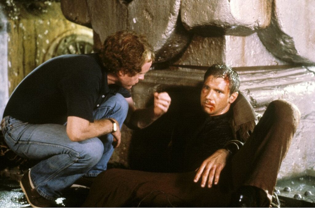 Ridley Scott and Harrison Ford on the set of Blade Runner