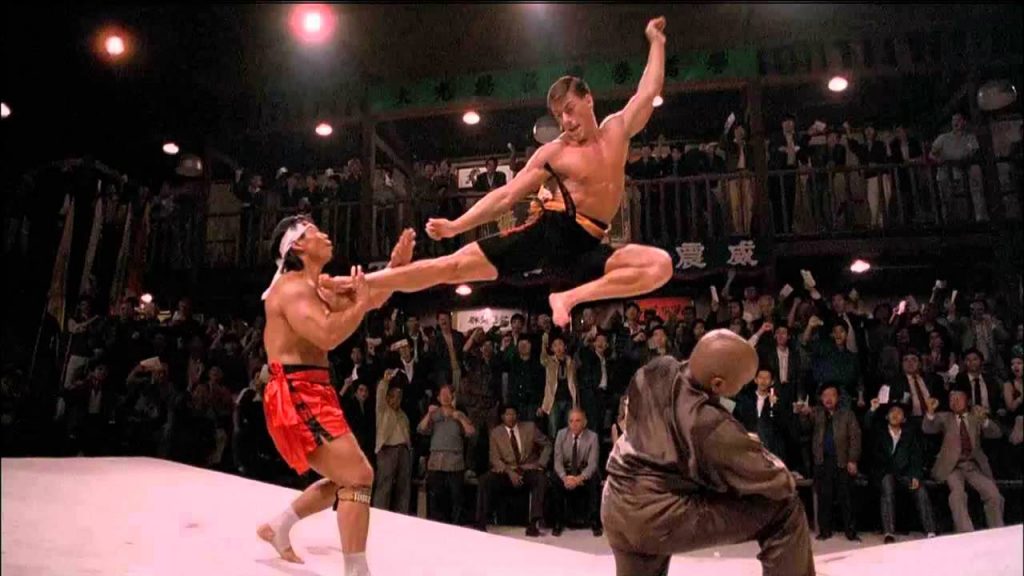 Jean Claude Van Damme flying high in Bloodsport 