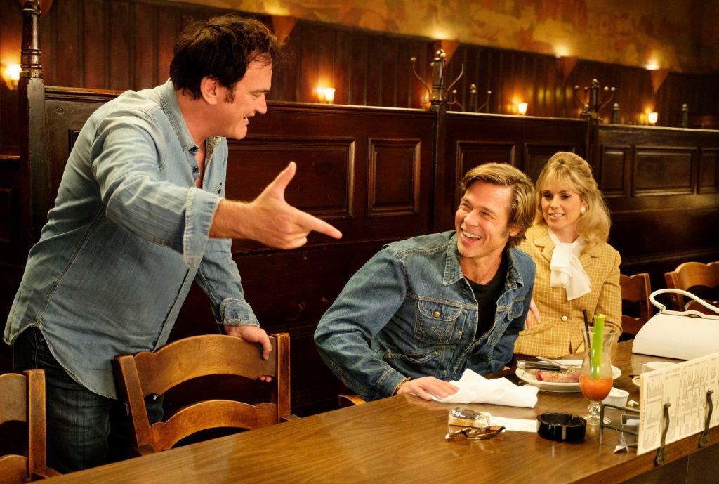 Quentin Tarantino and Brad Pitt on set for Once Upon A Time in Hollywood