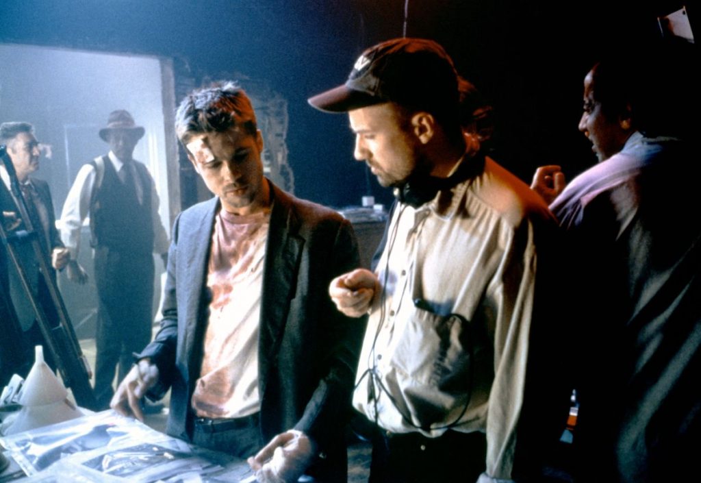 Brad Pitt and David Fincher on the set of Seven