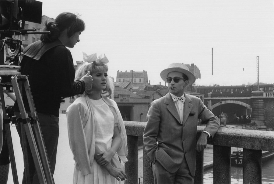 Agnès Varda with Jean-Luc Godard and Anna Karina filming a scene from Cléo from 5 to 7 (1962)
