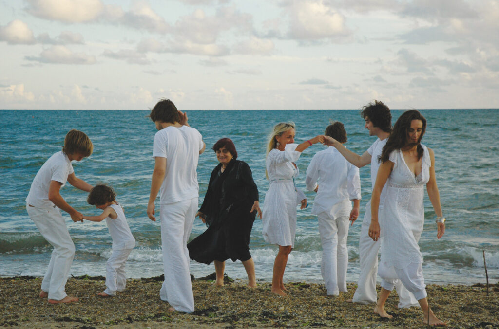 Agnès Varda recreates a childhood memory for a scene in the film Beaches of Agnès (2008)