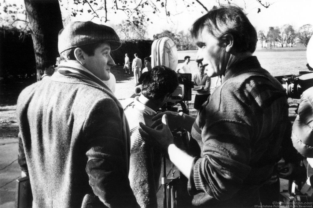 Robin Williams and Peter Weir during the filming of Dead Poets Society (1989)