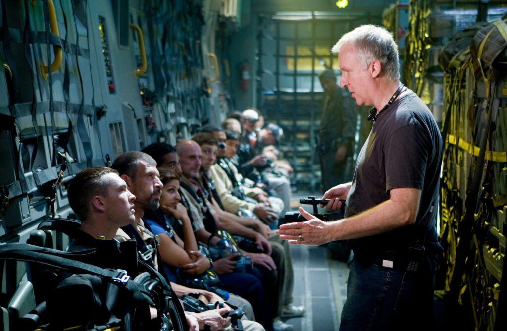 James Cameron briefs the troops on the set of Avatar (2009)