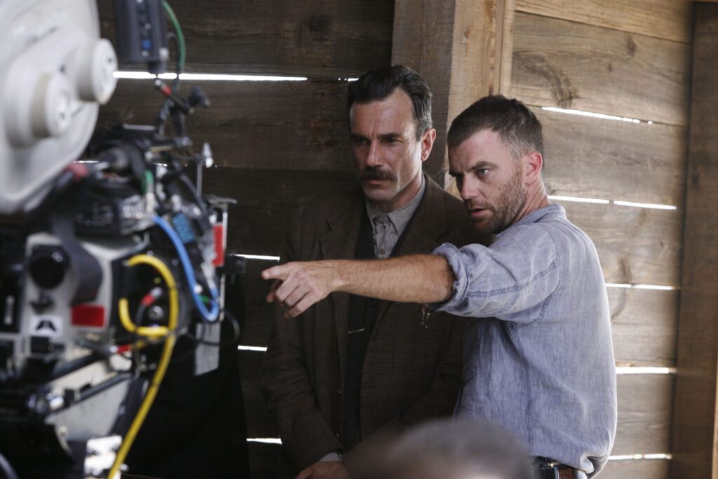 Daniel Day Lewis and Paul Thomas Anderson on the set of There will Be Blood