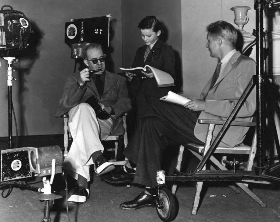 John Ford on set during the shoot for How Green Was My Valley (1941)