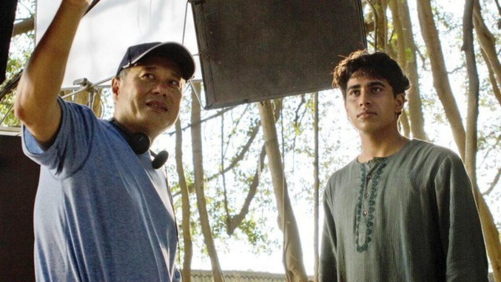 Ang Lee and Suraj Sharma during the shoot for Life of Pi (2012)