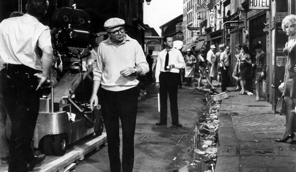 Billy Wilder and Jack Lemmon on set during the filming of The Apartment (1960)