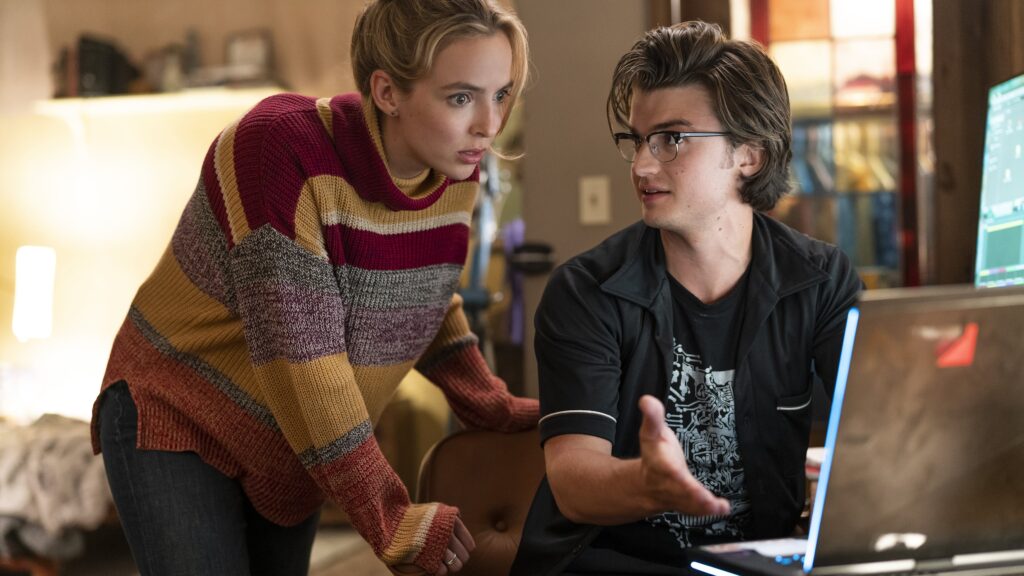 Millie Rusk (Jodie Comer) and Walter Keys (Joe Keery) in Free Guy (2021)