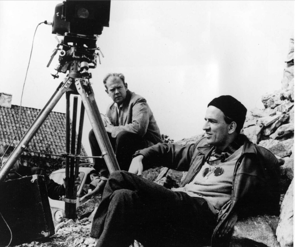 Cinematographer Sven Nykvist and Ingmar Bergman during the filming of Through a Glass Darkly (1961)