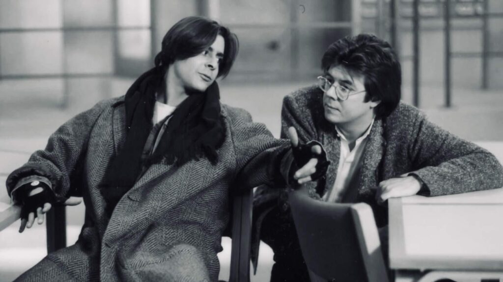 Judd Nelson and John Hughes on the set of The Breakfast Club (1985)