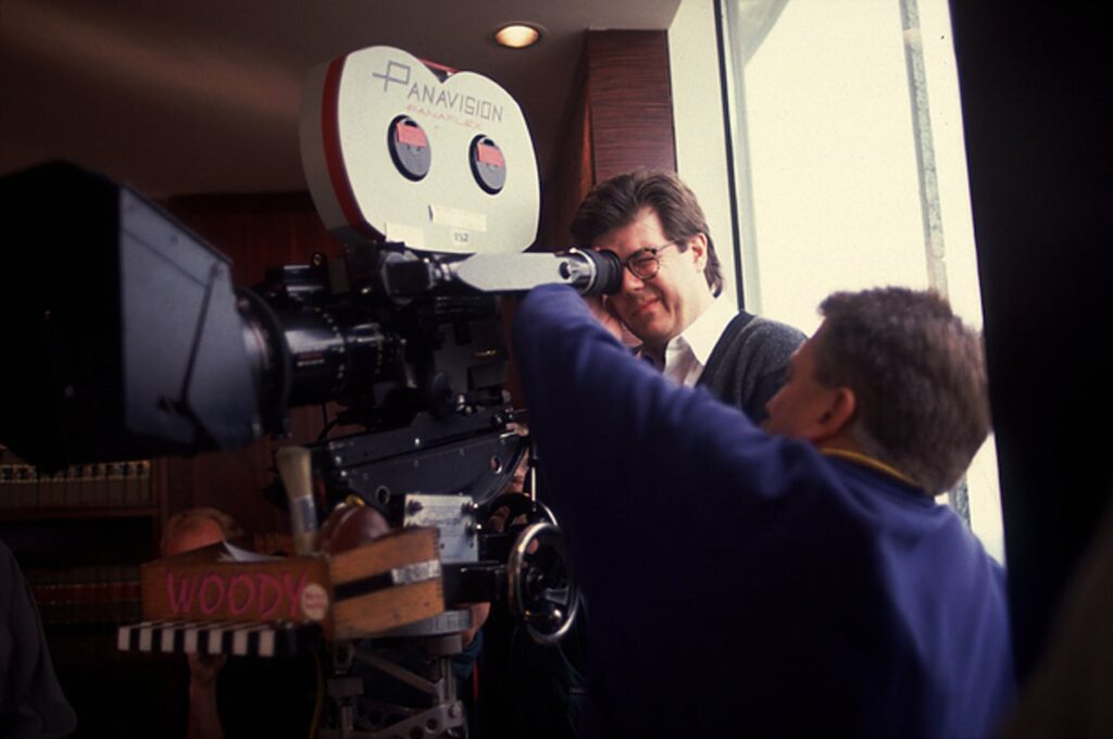 John Hughes on set linig up the next shot.