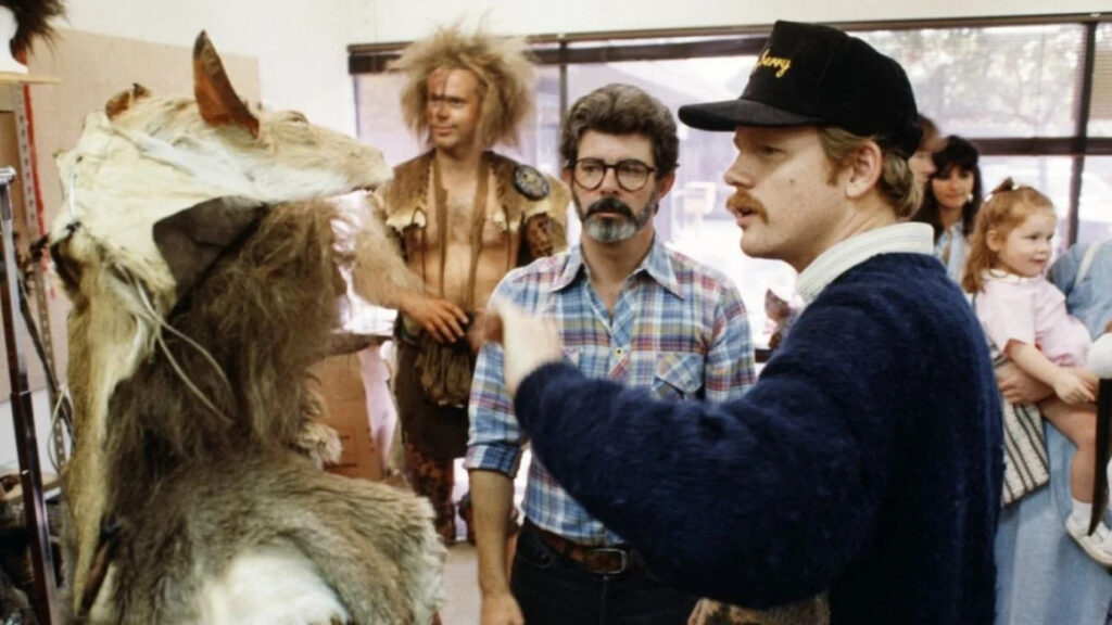 Ron Howard and George Lucas behind the scenes of Willow (1988)
