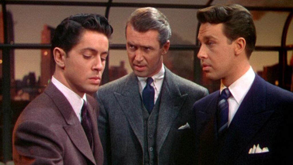 Farley Granger, James Stewart and John Dall in Rope (1948)