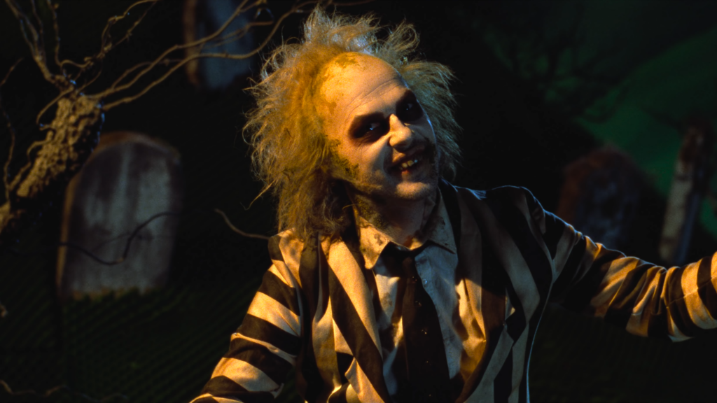 Michael Keaton in Beetlejuice (1988) directed by Time Burton.