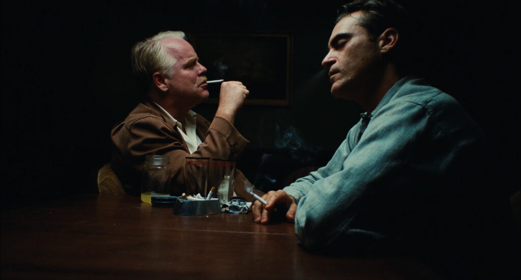 Philip Seymour Hoffman and  Joaquin Phoenix in The Master (2012) directed by Paul Thomas Anderson.