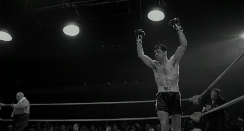 Robert DeNiro as Jake LaMotta in Raging Bull (1980) directed by Martin Scorsese.