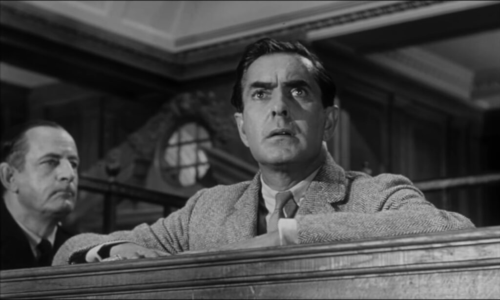 Tyrone Power in Witness For The Prosecution (1957) directed by Billy Wilder.