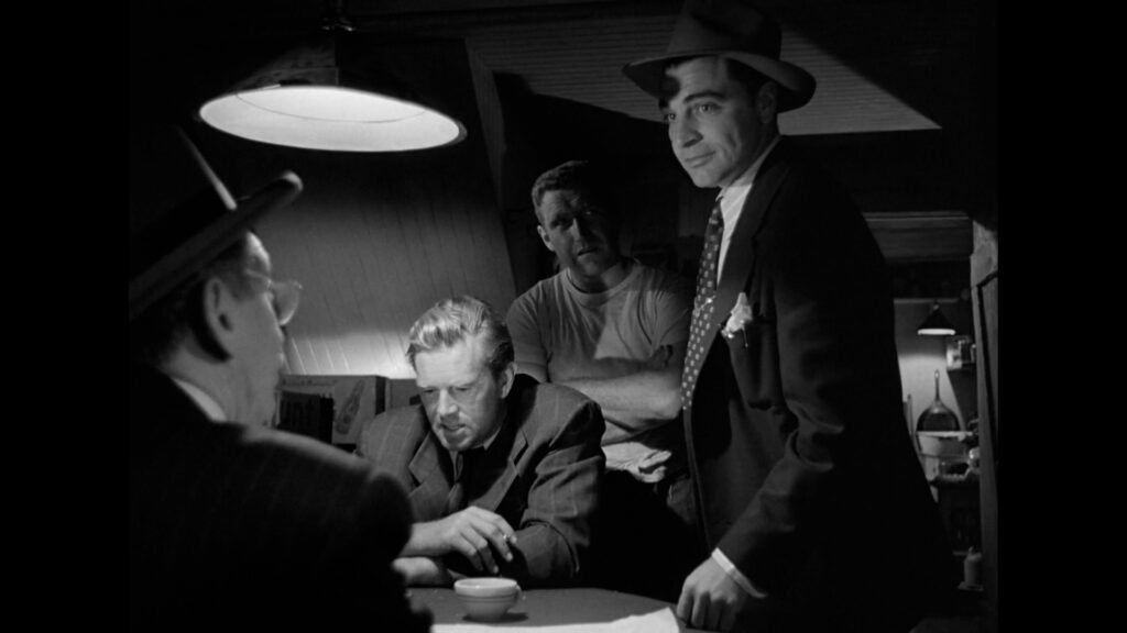 A great shot showing Huston framing all the characters in one frame in The Asphalt Jungle (1950)