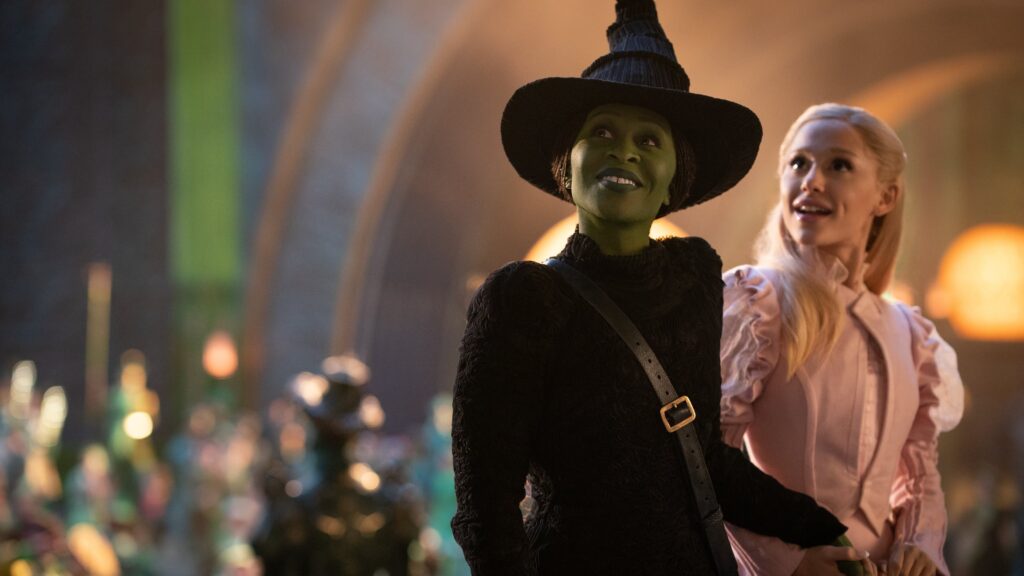 Elphaba and Glinda in Wicked (2024)