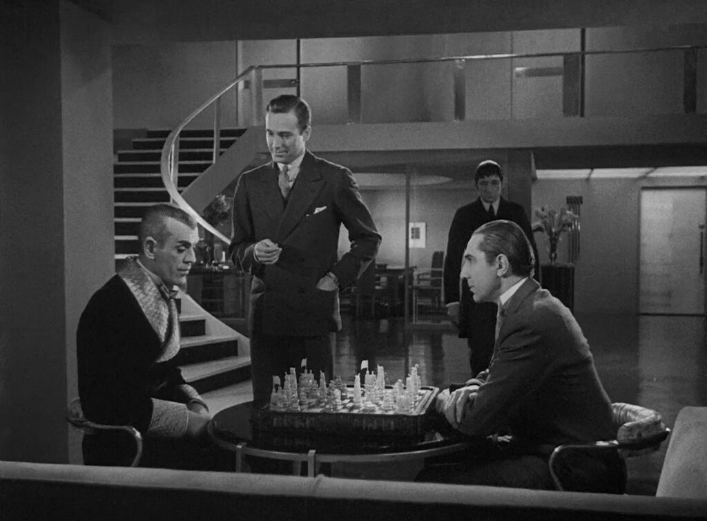 Werdegast and Poelzig take each other on in a game of chess. A scene from The Black Cat (1934)
