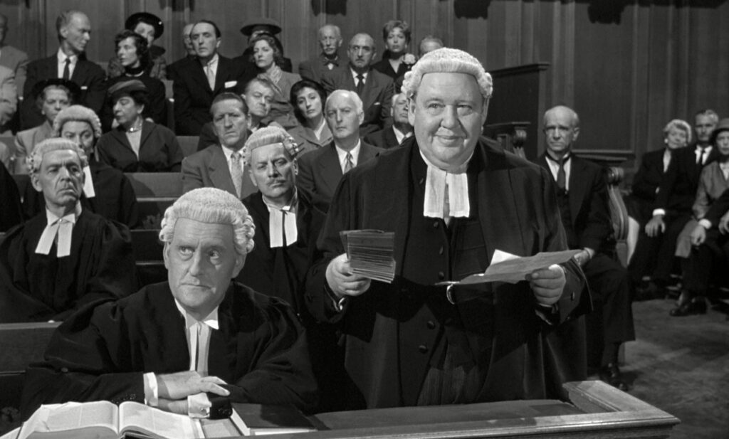 An example of the pitch-perfect blocking by Billy Wilder in his movie Witness for the Prosecution (1957)