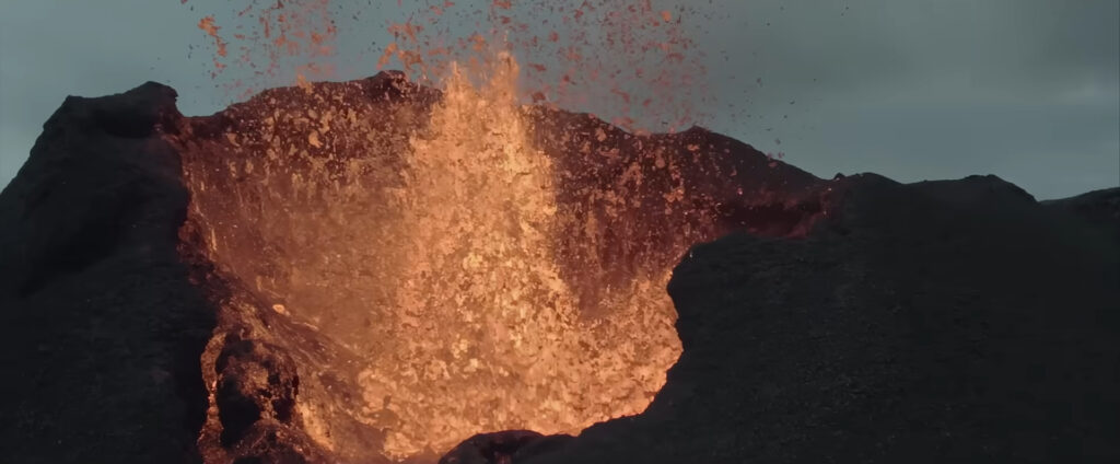 Erupting volcanic matter flies into the air in The Fires / Eldarnir (2025)