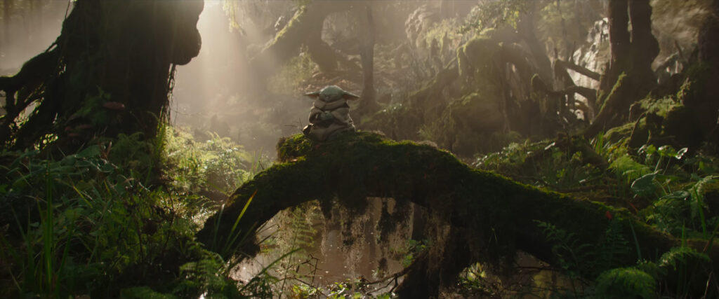 Grogu meditates in a forest in The Mandalorian and Grogu (2026)