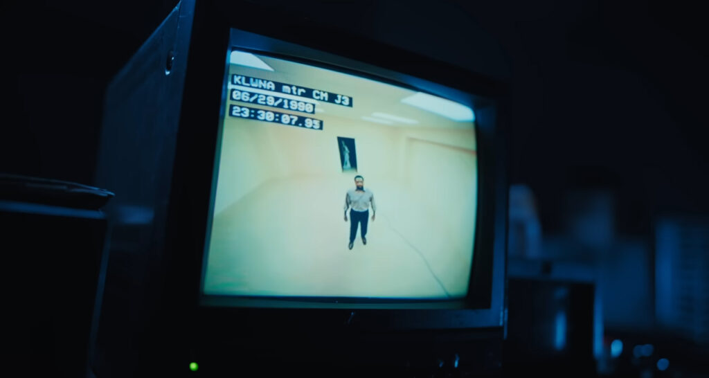 Clark appears on a CCTV screen in Backrooms (2026)