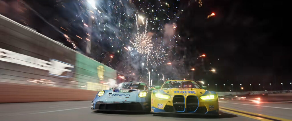 Fireworks on and above the track in F1 The Movie (2025)