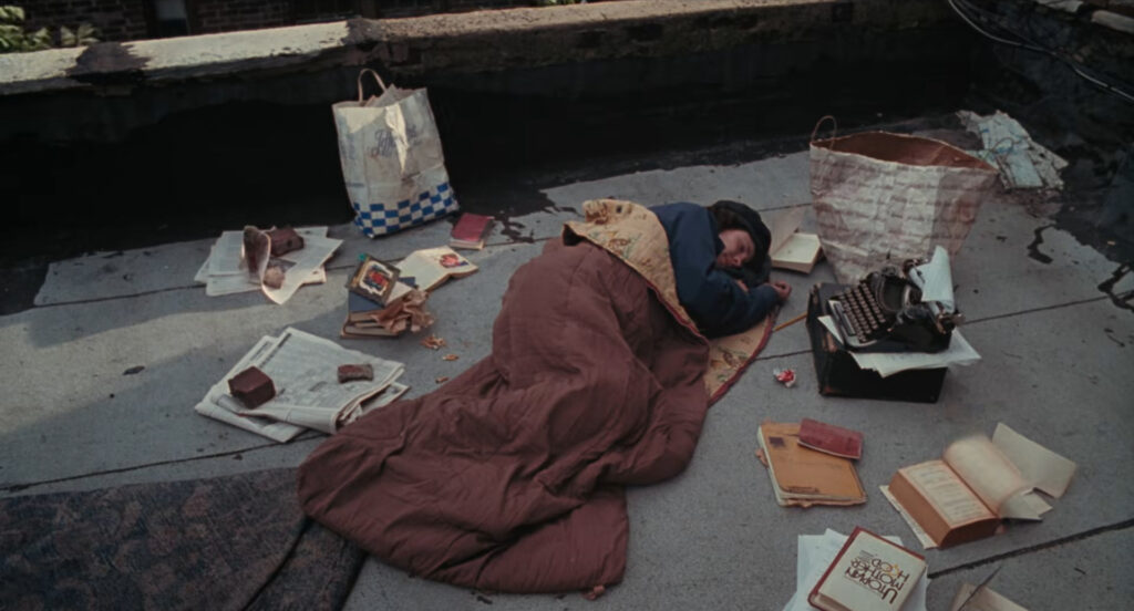 Valerie Solanas sleeping on a New York City rooftop in I Shot Andy Warhol (1996)